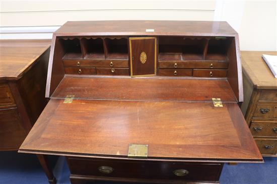 A George III mahogany bureau, W.96cm